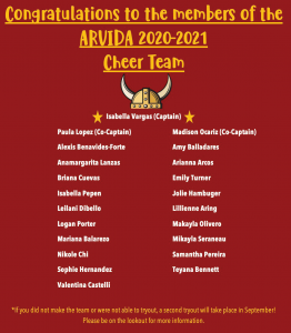 2020-2021 Cheer Team Announcement